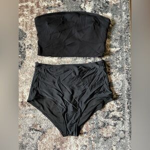 Aerie sz Medium Bandeau Bikini Top and High Waisted Bikini Bottom Set